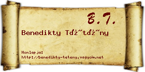 Benedikty Tétény névjegykártya